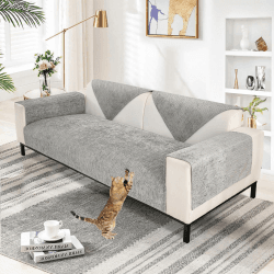 🛋️ Weicher Chenille Sofabezug - Universeller rutschfester Überwurf in Grau