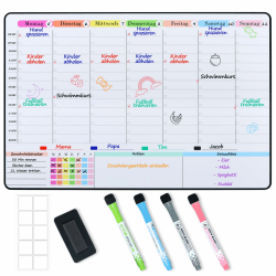 📅 POPRUN Magnetisch Whiteboard Wochenplaner 42x28cm 🧲 Abwischbarer Familienplaner