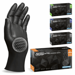 PROGRIP Einweghandschuhe Diamant Grip Schwarz - 50 Stk/Box 👨‍🔧🧤
