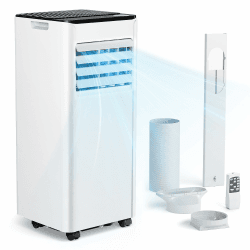 Mobile Klimaanlage 9000 BTU mit Abluftschlauch | 4-in-1 Mobiles Klimagerät 🌀 | Leiser Betrieb <48 dB | Digitaldisplay + Fernbedienung