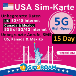 📱🌎 USA KANADA MEXIKO Prepaid SIM Karte 15 Tage | Unbegrenztes 5G/4G-Internet 📶📞