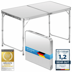 🌟 Klappbarer Multifunktionstisch Mehrzwecktisch Campingtisch Klapptisch Markttisch höhenverstellbarer Tapeziertisch Beistelltisch - Weiß 120 x 60 cm
