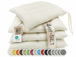 🌟 ZOLLNER 4er Set Sitzkissen 40x40cm | Gemütliche Stuhlkissen in Creme