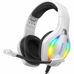 Krysenix RGB Gaming Headset für PS4, PS5, PC, Nintendo Switch, Xbox - Weiß/Schwarz