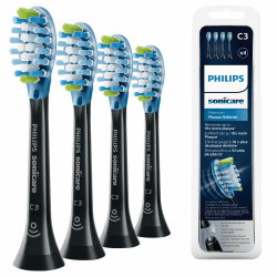 🦷 Philips Sonicare Original C3 Premium Plaque Defence Standard Schallzahnbürstenköpfe - 4er-Pack in Schwarz 🖤