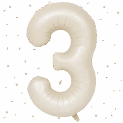 Beige Luftballon Zahl 3 🎈 Geburtstagsdeko Kinder Mädchen Junge