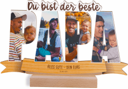 Personalisiertes Foto Holzbild mit Sockel - Geschenk für Vater 🎁