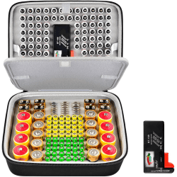 🔋 Hart Batterie Organizer Aufbewahrungsbox, Doppel Schichtiger Batterie Tragebehälterhalter mit Batterietester