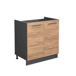 🌟 Vicco Spülenunterschrank Fame-Line, Goldkraft Eiche/Anthrazit, 80 cm 🌟