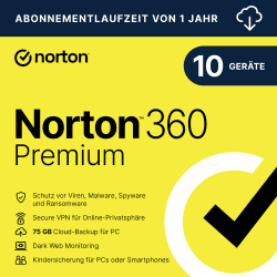 🛡️ Norton 360 Premium 2025 | 10 Geräte | 1 Jahr | Aktivierungscode per Email