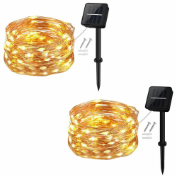 🌞 [2 Stück] Solar Lichterkette Aussen, 50LED 5M 8 Modus Außenbeleuchtung 🌟