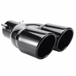 🚗 Verdicktes Auto Auspuff Endrohr Edelstahl Auspuffblende Endrohr Schalldämpfer Auspuffrohr Auspuffspitze Doppelendrohr Dual Auspuffendrohr Gerade Schwarz 63mm