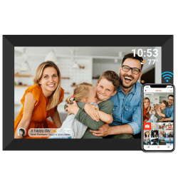 📸 Digitaler Bilderrahmen WiFi 10,1 Zoll 1280x800 IPS LCD Touchscreen - Schwarz