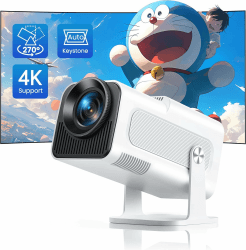 Mini Beamer 4K Unterstützung mit 270°drehbarem Ständer und WiFi 6