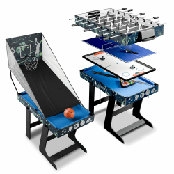 Juskys 5in1 Spieltisch Ballzauber - Kinder Tisch mit Tischtennis, Billard, Kicker, Hockey & Basketball
