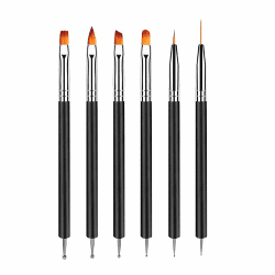 🎨 6 Stück Doppel-Ende Nagel Pinsel Set - Profi Nageldesign Pinsel Kit