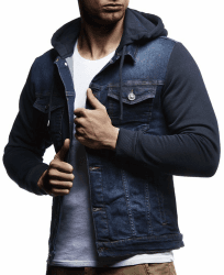 Leif Nelson Jeansjacke Herren, Jeans Denim Kapuzenjacke