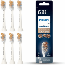 🦷🪥 Philips Sonicare A3 Premium All-in-One-Ersatz-Bürstenkopf - 6er-Pack in Weiß