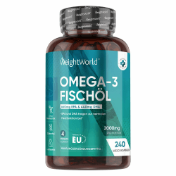 🐟 Omega 3 Kapseln - 2000mg Fischöl mit 1100mg Omega-3, 660mg EPA & 440mg DHA - WeightWorld 🌿