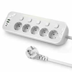 Tischsteckdose mit USB, 5-Fach Steckdosenleiste, Überspannungsschutz und USB-C - Weiß 🌟
