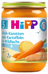 HiPP Früh-Karotten mit Kartoffeln und Wildlachs (6 x 190g) - Menü ab 5. Monat 🥕🥔🐟