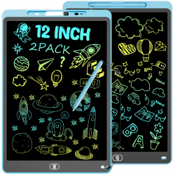 🎨🎁 2er Pack Bunte LCD Schreibtafel für Kinder - 12 Zoll Mal Tablet