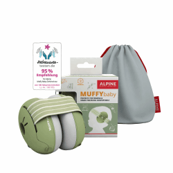 👶 Alpine Muffy Baby - Gehörschutz für Babys - Verstellbares ANTI-SLIP-Kopfband bis 36 Monate - Grün 🎧