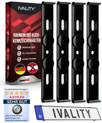 IVALITY® Kennzeichenhalter Rahmenlos - Nummernschildhalterung für 2X deutsche Kennzeichen