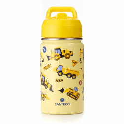 🌟 SANTECO Trinkflasche Kinder Edelstahl 380ml mit Strohhalm 🌈