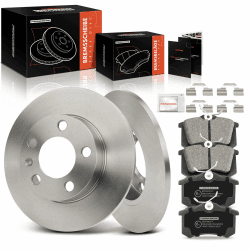 🔧 Frankberg 2x Bremsscheiben + 4x Bremsbeläge mit Bremsenschmiermittel - Hinterachse Kompatibel mit Golf IV 1J1 Polo 6C1 6R1 A3 8L1 Oct.avia I 1U2 Bo.ra 1J2
