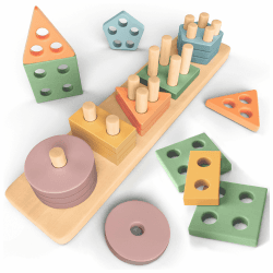 🌟 Sweety Fox Montessori Spielzeug ab 1 Jahr 🧩 - Holz Sortier & Stapelspielzeug, 1 2 3 Jahre - Aktivitäts & Entwicklungsspielzeug aus Holz in Pastellfarben