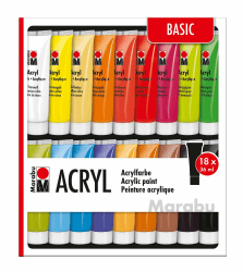 🎨 Marabu 1210000000201 - Acrylfarben Set Basic mit 18 x 36 ml Farbe 🖌️