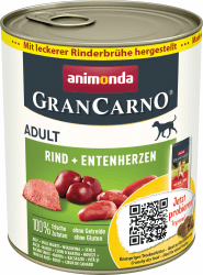 🐶 Angebot: GranCarno Hunde Nassfutter mit Rind + Entenherzen (6 x 800 g) 🐾