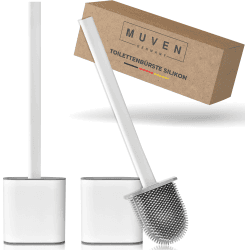 MUVEN® Klobürste Silikon mit Wandhalterung - WC Bürste mit Gumminoppen für hygienische Reinigung 🚽