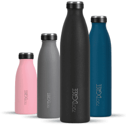 720°DGREE Edelstahl Trinkflasche “milkyBottle” - 1L - BPA-Frei - Thermosflasche 1000 ml 01 Onyx Black