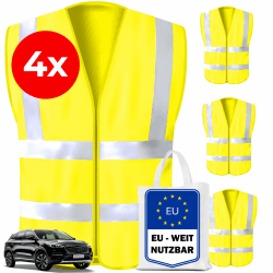 🚗🌟Kyto Warnwesten Auto Sicherheitsweste reflektierend - 4er Set inkl. Tasche🚦