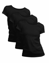 👕🌟 2/3er Pack Tshirt Damen aus 100% Baumwolle | Schwarz | Kurzärmlig oder Langarmshirt für Frauen