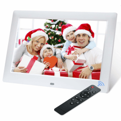 📸🎵🎁 10.5 Zoll HD Digitaler Bilderrahmen 1280x800P Weiß
