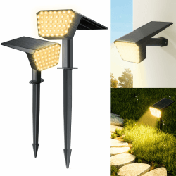 Solarleuchte für Außen 44LED+3000K Solarstrahler 2 Stück