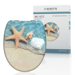 🚽 SCHÜTTE WC-Sitz BEACH mit Absenkautomatik aus Duroplast - Hochwertiger Toilettendeckel mit Motiv