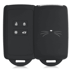 kwmobile Autoschlüssel Hülle für Renault 4-Tasten Smartkey - Silikon Schutzhülle Katze Miau 🐱