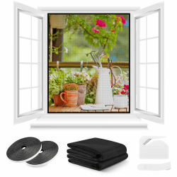 🪟 DIY Fliegengitter Fenster ohne Bohren, 120x120cm, 2 Stück - Schwarz