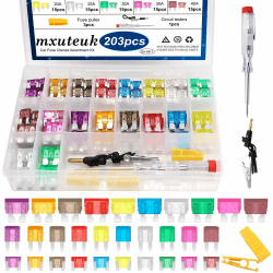 🚗🔌 mxuteuk 203 Stück Auto Sicherungen Sortiment Kit - Ersatzsicherungen für Marine, Auto, Boot, LKW