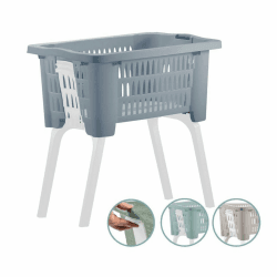 🧺🦵 Wäschekorb mit Beinen - Großer Wäschesammler 35L - Grau