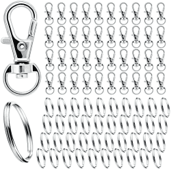 🔑 Schlüsselring Edelstahl Klein 80Stk Karabiner Schlüsselanhänger 🎨 Basteln Selber Machen Ringe Karabinerhaken mit Drehgelenk(Silber)