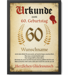 Papierschmiede® Personalisierte Urkunde zum 60. Geburtstag 📜🎁🎨