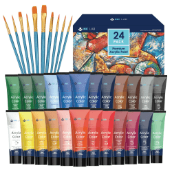 INK LAB Acrylfarbe Set 24 Tuben 🎨 Ungiftig Acryl Farben Waschfeste Künstlerfarbe