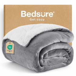 🛋️ BEDSURE Decke Sofa Kuscheldecke Grau - warm Sherpa Sofaüberwurf Decke