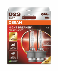 🔆🚗 OSRAM XENARC NIGHT BREAKER 220, D2S, +220% mehr Helligkeit, Xenon-Scheinwerferlampe, 66240XN2-2HB, Faltschachtel (2 Lampen) - Angebot
