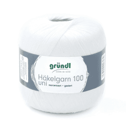 🧶 Häkelgarn 100 Gründl 100% Baumwolle 🌟 Filetgarn häkeln 100g 566m NS-2 Stärke 10 (101 weiß)